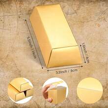 12/24pcs Gold Bar Fake Gold Bar Gift Box, Gold Color Gift Box, Foil Paper Box, Paper Gold Brick, Casino Pirate Theme Party - Multicolor - View 3