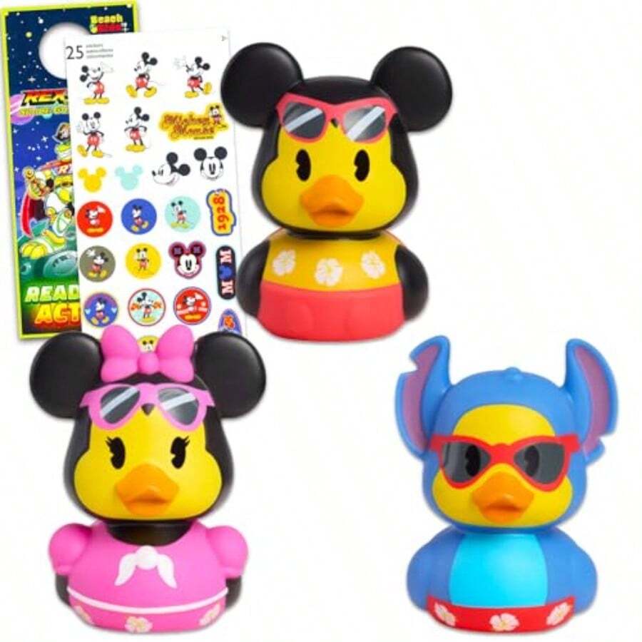 WSXC Disney Duckalooz Rubber Ducks - Bundle With 3 Duckalooz Featuring Mickey Minnie And Stitch Disney Bath Tub Toys For Boys Girls - 如圖 - 查看 1