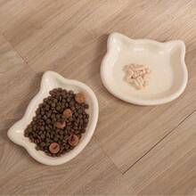 卡通猫造型彩色塑料猫碗，猫咪和小型犬宠物碗 - 适用于干/湿粮和水 - 易于清洁，可盛放干粮、零食和罐装湿粮，也可作为骨头残渣和坚果壳的收纳碗，宠物餐盘，情人节礼物（粉色、白色） - 均碼 - 查看 4