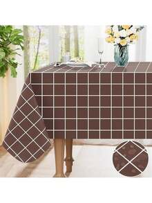 EstiloTendenciaMantel Rectangular De Vinilo Impermeable Con Respaldo De Franela, Mantel De PláStico Lavable A Cuadros Para Cenar, Picnic, Interior Y Exterior (132.08 X 177.8 Cm, Gris)Calidad PremiumVersióN Mejorada - gris - Ver 9