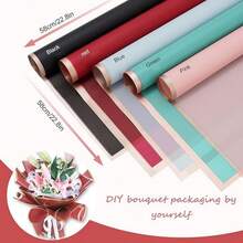 10/20张金色边缘果冻膜花束包装纸 - 节日七夕情人节设计，防水夜光棒棒糖花朵，非常适合花束、礼品包装和特殊场合 - 彩色 - 查看 7