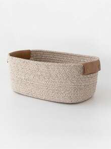 Storage Basket,Basket,Nappy Caddy,Nursery Diaper Storage Baskets With Leather Handles | Woven Textile Organizers For Baby Essentials | Decorative & Functional For Changing Station - Storage Basket - View 11