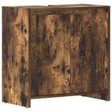 vidaXL Szafka łazienkowa z dębu wędzoneg 60x33x61 cm Drewno klejone - Brązowy - Zobacz 2
