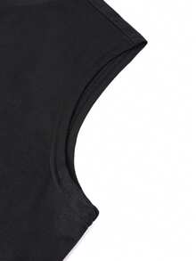 男士时尚印花圆领背心，适合夏季穿着 - 黑色 - 查看 4