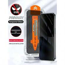 1片一键安装防窥隐私钢化玻璃膜，兼容 16/17/15/XR/XS/11/12/13/14/XS Max/Pro/Pro Max/Plus/15/16/15Plus/15Pro/15Pro Max/16Plus/16Pro/16 Pro Max，屏幕保护必备品，适用于日常、办公、家庭使用。手机屏幕保护膜，手机配件，隐私屏幕保护膜，防水、防震、防摔、防刮。 - 黑色 - 查看 1