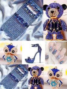 Nail Art Rhinestones Kit HUETFAT 2400pcs Nail Gems Blue Flatback Rhinestones Gems Stones, With Storage Organizer Box/Wax Pencil/Tweezers 6 Sizes (1.5-4.5 Mm) For Nail Art Craft (2400pcs) Nails - Blue - View 5