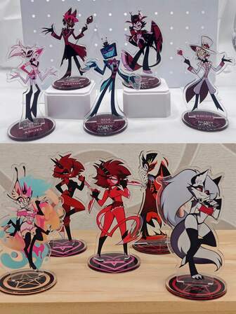 Anime 10cm Acrylic Stand Charlie Morningstar Figure Stand Vaggie Alastor Peripheral Model Ornament Desktop Display Gift Collection