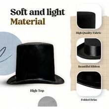 Funny Party Hats Top Hats For Adults Dress Up Hats Costume Party Hats For Men Women Unisex(Black 5" Top Hat) - 彩色 - 查看 4