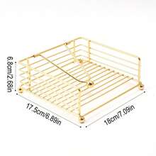 Iron Vertical Square Napkin Holder, Tissue Paper Rack, Tissue Storage Organizer, Napkin Holder For Table, Flat Napkin Dispenser With Weighted Arm, Square Cocktail Paper Holder Of Elegant Rustic Iron For Kitchen Dining Room Decor Restaurant Farmhouse Hotel Party, Gold - Gold - View 3