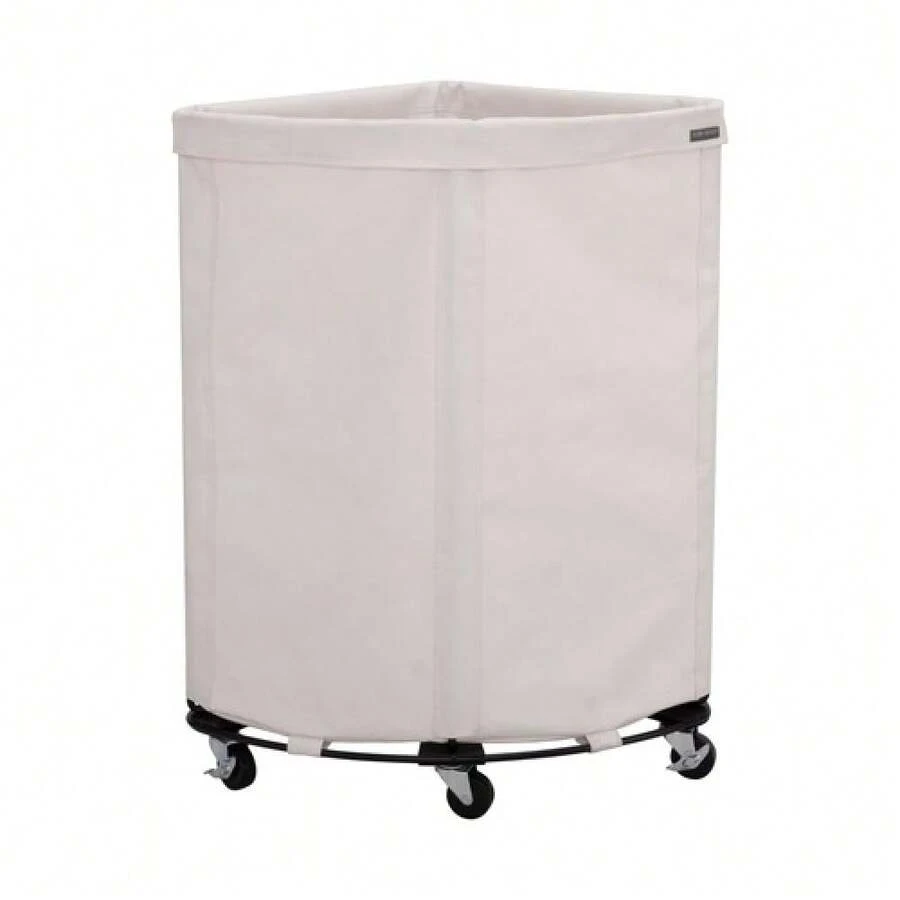 Seville Classics Heavy-Duty Rolling Corner Hamper - 自然白 - 查看 1