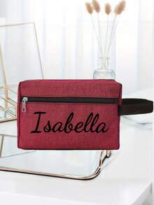 1pc Personalized Toiletry Bag, Customizable Name, Foldable Lightweight Travel Makeup Bag For Men, Made Of Polyester, With Top Handle And High-Quality Zipper, Ideal For Basic Grooming And Shaving Essentials, Long-Lasting, Travel Essential Storage Bag, Great Gift For Her, Girlfriend, Boyfriend, Friends ,Holiday Essential - Multicolor - View 7