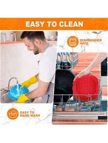 1 Silicone Air Fryer Tray Pad&Baking Pad - Non Stick 3D Circular Design, Resistant To High Temperatures Up To 356 ° F, Evenly Distributed Heat Suitable For Air Fryers And Ovens,  Silicone (Color Random), Air Fryer Accessories, Oven Kitchen Tools - 方形紅色1pcs - 查看 4