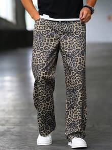 Men'S Street Life Collection 3D Print Leopard Print Joggers - Loose-Fit Casual Pants With Drawstring Waist & Contrast Pocket, All-Season Comfort For Gym, Parties, Back-To-School |   Bold Animal Print Trousers (Regular Length, Digital Heat Transfer Design), Pants For Men, Jogger For Men, Sweatpant Men - 彩色 - 查看 4