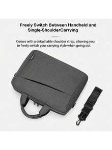 Lenovo T210 Shoulder/Handbag, Water-Resistant And Durable Fabric, Padded Laptop Compartment, Shock-Resistant Lining, Large Main Compartment, Front Zippered Pocket, Suitable For Business Travel And Office Use, Black - Black - View 5