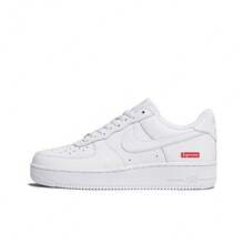 X Nike Air Force 1 "Box Logo" Comfortable Low-Top Sneakers, Unisex, White - White - View 1