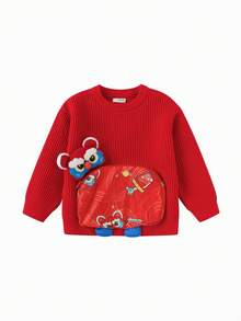 Balabala 男童针织毛衣，新款中国风春季套头衫 - 紅色 - 查看 6