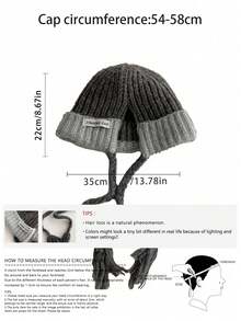 1pc Color Block Braided Knitted Knit Hat, Versatile Oversize Beanie, Warm Earflap Ski Cap, Suitable For Women & Men In Autumn/Winter - Multicolor - View 3