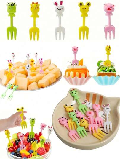 50 piezas Tenedores de fruta de ojo grande aleatorios, decoración de cumpleaños, decoración de fiesta, decoración navideña, set de tenedores de fruta para fiestas, adecuado para aperitivos, pasteles y postres, regalo de Navidad, regalo de vuelta al colegio