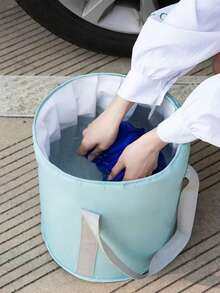 Foldable Foot Soak Bag, Unisex, With Storage Bag, Portable Foot Bath Tub, Suitable For Travel, Camping, Home Use, Blue, Pink - Multicolor - View 3
