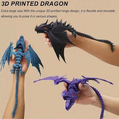 Pteranodon de 30 cm impreso en 3D, juguete, animal impreso en 3D, modelo flexible de Pteranodon de cristal, decoración de escritorio para el hogar/oficina (color de ojos aleatorio)