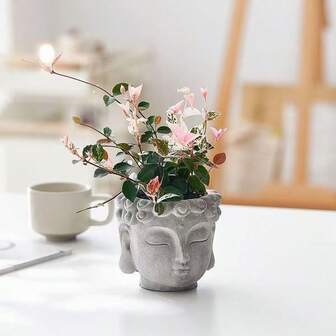 Creative Chinese Style Buddha Head Ceramic Succulent Planter, Desktop Decor, Oriental Zen Vibe