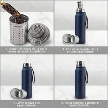 SSGP Termo de Acero Inoxidable 1000ML,Termo para Agua con Infusor de Té,Botella de Agua,Cierre Hermético,Sin BPA,Manténgase caliente y frío(24 horas),con manga de botella,A prueba de derrames - Azul oscuro - Ver 4