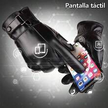 FANBOLD Guantes para , Guantes Invierno con Pantalla Tctil, Guantes Trmicos de Punto con Interior de Forro Polar, Guantes de Tejidos para Hombre y Mujer Antiderrapantes - guantes de cuero negros - Ver 5