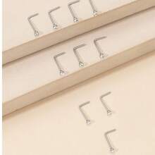 10 piezas/set Perno de nariz de acero inoxidable, decoración de diamantes de imitación simple y elegante para mujeres y hombres, piercing punk, un regalo de joyería corporal de moda para cualquier ocasión