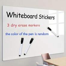 1 Roll - White Dry Erase Wall Sticker, Static Cling, Easy To Remove Without Damaging Walls, Suitable For Office & Home, Comes With 3 Whiteboard Markers - White - View 13
