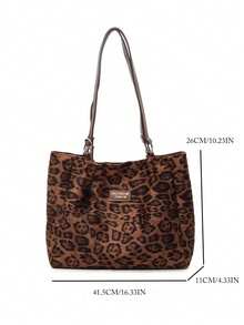 Túi đeo vai vải canvas đeo vai cổ điển họa tiết da báo thời trang dành cho nữ, thích hợp cho đi chơi, đi làm, mua sắm hàng ngày, dung tích lớn - Nhiều màu - Xem 5