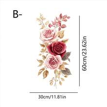 1/3pcs Elegant Blue-Beige Rose-Patterned Glass Door Sticker, Reusable PVC Waterproof Electrostatic Adhesive Sticker, Suitable For Bathroom Shower Room Glass Door Decoration, Living Room And Bedroom Windows, And Home Decoration Accessories. - Multicolor - View 6