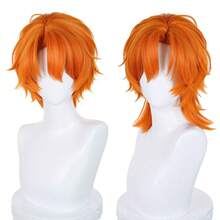 Tóc giả Bobo Nick Foxy màu cam ngắn 16 inch, thẳng, chịu nhiệt, hóa trang thành nhân vật hoạt hình tiệc Halloween - trái cam - Xem 1