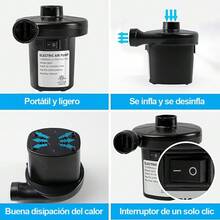 Inflador Eléctrico Portátil con 3 Boquillas de Deshinchado - Para Colchones Hinchables, Piscinas, Anillos, Neumáticos y Balones, Bomba de Aire Eléctrica Fácil de Usar, Perfecta para Hogar, Viajes y Actividades Al Aire Libre. - SY001082A - Ver 4