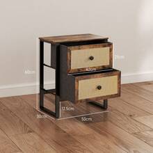 Industrial-Natural Bedside Table | Rustic Brown Nightstand With Drawer - Default - View 3