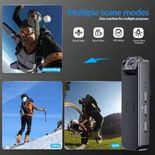 1 pieza Cámara portátil multifuncional para aplicación de la ley, Cámara corporal inteligente HD 1080P, Lente rotativa 180°, Grabación permanente, Visión nocturna y gran angular, Recargable por USB - Adecuado para aplicación de la ley, , ciclismo, viajes y grabación de la vida - Negro - Ver 3