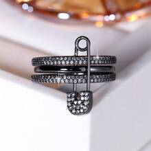 1pc Unique Single Needle Set Triple Loop Design Cubic Zirconia Inlaid Women's Ring - White - View 16