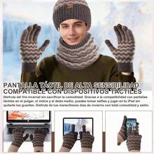 Conjunto Completo de Sombrero, con Gorros para , Guantes Tactiles, Bufandas, con Forro de Felpa, para Clima Fro Actividad al Aire Libre Esquiar Ciclismo - Marrón - Ver 7