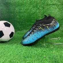 专业中帮足球鞋，AG鞋钉鞋底，适合室内外比赛和训练，轻便耐用防滑人造草坪鞋 - 藍色 - 查看 6