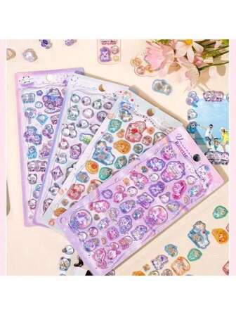 3D Embossed Funny Stickers DIY Handmade Phone Case Decor Stickers Unicorn, Bird, Cat, Panda, Crystal Decorative Stickers