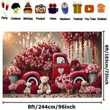 Bandera de poliéster con camión de rosas romántico - Decoración multiusos para el Día de San Valentín, fiestas, celebraciones en el hogar y el jardín, fondos de estudio