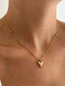 1 st 45+5 cm 18k guldpläterat hjärthänge halsband ormkedja pärlhalsband kärleksdesign halsband alla hjärtans dag present till kvinnor - Halsband - Visa 1