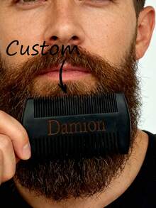 Custom Personalized Beard Brush And Comb, Personalized Men's Beech Wood Beard Brush And Comb,Wooden Hair Brush Laser Engraved,Double Sided Beard Comb,Lightweight Beard Grooming Tool,For Men's Gift, Father's Day,Home, Custom, Personalized, Unique - Multicolor - View 3