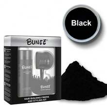 BUNEE 增发纤维粉套装 - 瞬间增厚发丝，3 件套：增发纤维粉、精准喷雾器、造型梳 - 增发纤维粉礼盒装，男士美发造型套装，增发纤维