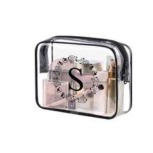 Letter A-Z Fashionable And Simple Toiletry Bags For Men And Women, Waterproof Clear Cosmetic Pouches In Quart Size For Travel, Suitable For Both Genders, Summer Beach Bag,Travel Essentials Holiday Essentials,Can Be Carried Onboard Airplanes And Given Black Bag Back To School Supplies