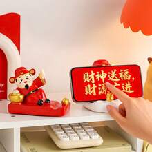 1pc Creative God Of Wealth Phone Holder, Desktop Decor, Tablet Stand, Office Supplies, Prosperity Practical Gift