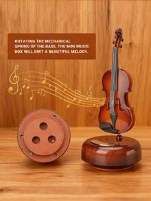 1个新款旋转小提琴音乐盒，鲁特琴造型创意家居装饰，小型乐器礼品八角形上弦音乐盒，生日礼物，圣诞礼物，圣诞装饰，圣诞礼物，送给她的礼物 - 樂器造型音樂盒擺飾 - 查看 3