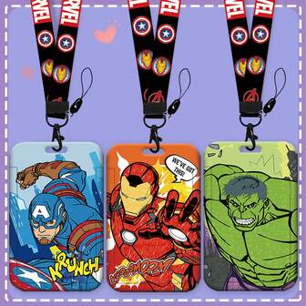  1 Pieces, Disney Card Holder [Authorized] Marvel Campus Photo Clip, Superhero Student Stationery Meal Card, Bus Card, Storage Box Keychain, Student Cartoon Protective Cover, Bus And Subway Access Control Work ID Set, Pass Card, Suitable For Parties And Daily Use During The School Season