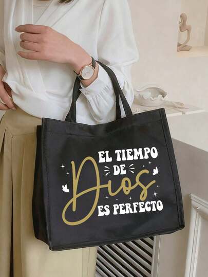 2pcs Black Linen Tote Bag Set, Colorful "Alos" Letter Pattern, Large Capacity Storage Bag, Personalized Gift Suitable For Wedding Anniversary And Friend's Birthday, Women's Fashion Canvas Handbag With Button, Thick Linen Material, Great For Shopping, Valentine's Day Gift, Suitable For Giving To Family, Friends, Classmates, Colleagues And Loved Ones