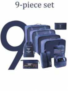 9pcs Multi-Color Travel Organizer Bags Set, Travel Essentials, Summer Vacation Packing Cubes, Detachable Makeup Brush Bag, Portable Travel Luggage Organizer Bags, Clothes & Shoes Storage Bags, Unisex Travel Organizers