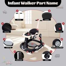 4 In 1 Car Push Baby Walker (Walker/Jumper/Rocking/Trolley Mode), Foldable Music & Bouncer Combo Toddler Jumper Walker W/ 3 Height Adjustable For Infant 6-18 Months As Gift For New Mother, Andadera Para Bebe, Black - 黑色 - 查看 6